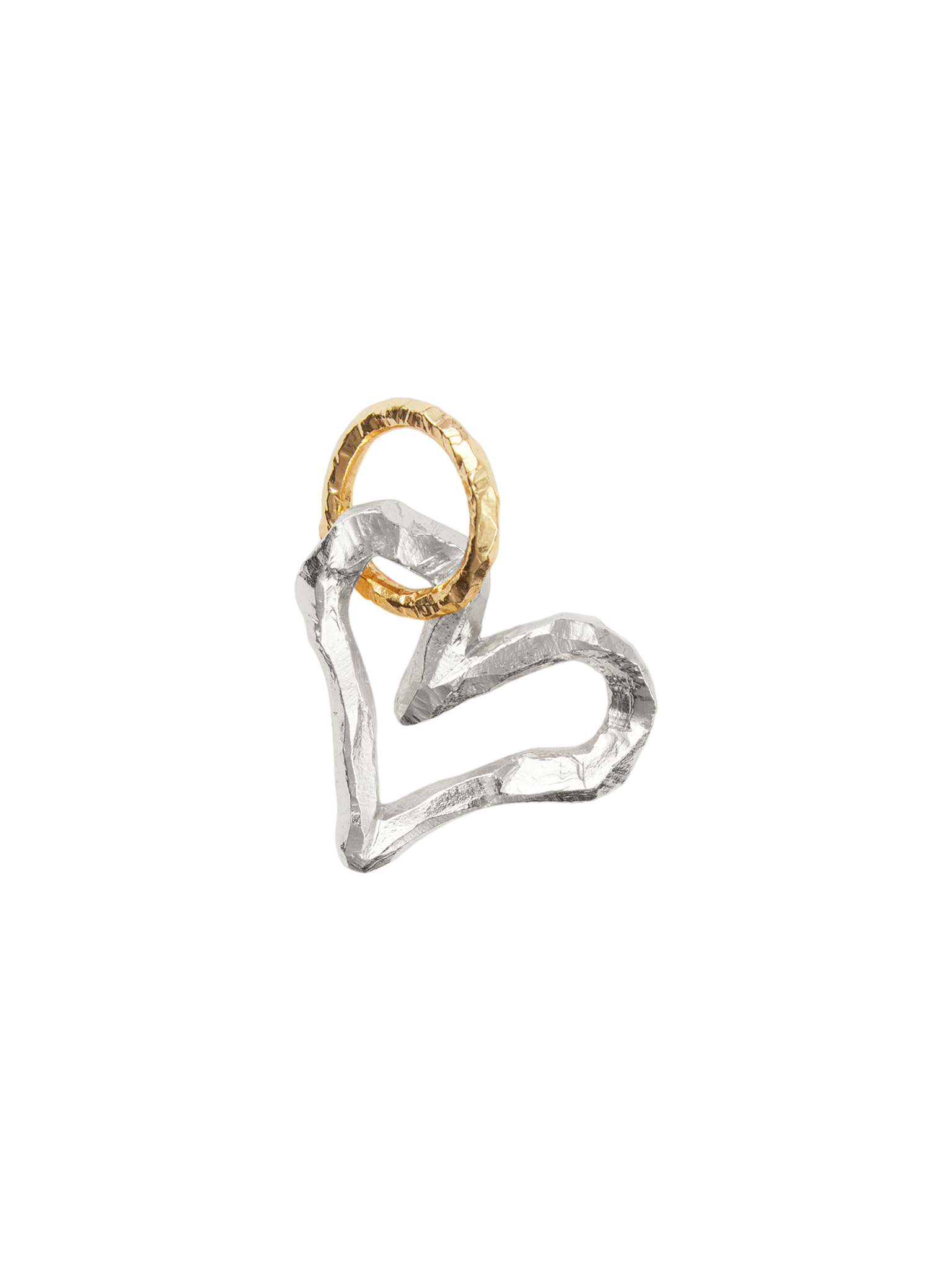 Ringo open heart pendant in silver and 18k yellow gold